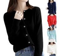 Cashmere Cardigans for Women UK Long Sleeve Autumn Winter Button Down Womens Jumpers Jackets Black Soft Warm Jumpers Ladies Cardigans Size 16 Women's Fashion