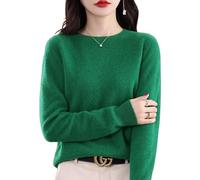 Cashmere Jumpers Ladies, 100% Cashmere Crew Neck Warm Light Long Sleeve Elegant Soft Pullover Sweater (UK, Alpha, L, Regular, Regular, Emerald)