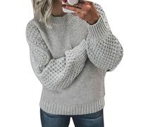 Cashmere Jumpers Ladies Plus Size Women's Jumpers Solid Color Tops for Women UK Chunky Knit Winter Warm Lightweight Round Neck Sweaters Holiday Causal Travel Essentials Oversized Long Sleeves Tops