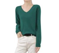 Cashmere Jumpers Ladies Solid Color Women's Winter Knitted Sweaters V Neck Warm Base Jumpers Long Sleeve Sweater Christmas Ski Sweaters Pullover for Mom Women UK Travel Essentials