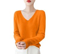 Cashmere Jumpers Ladies V Neck Jumpers for Women UK Women's Spring and Autumn Leisure Loose Solid Long Sleeve Tops Line Pure Wool Knitted Soft Pullover Womens Sweaters Christmas Daily Home Essentials