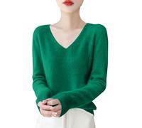 Cashmere Jumpers Ladies V Neck Jumpers for Women UK Women's Spring and Autumn Leisure Loose Solid Long Sleeve Tops Line Pure Wool Knitted Soft Pullover Womens Sweaters Christmas Daily Home Essentials