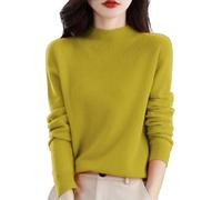 Cashmere Jumpers Ladies Women's Semi Turtleneck Jumpers for Women UK Solid Color Pullover Knitted Sweaters Long Sleeve Tops with a Base Shirt Autumn and Winter Essentials Warm Loose Jumper Sweater
