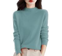 Cashmere Jumpers Ladies Women's Semi Turtleneck Sweater Long Sleeve Solid Color Pullover with A Base Shirt Autumn and Winter Warm Loose Sweater Womens Sweaters and Jumpers UK Sales Christmas Sweater
