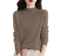 Cashmere Jumpers Ladies Women's Semi Turtleneck Sweater Long Sleeve Solid Color Pullover with A Base Shirt Autumn and Winter Warm Loose Sweater Womens Sweaters and Jumpers UK Sales Christmas Sweater