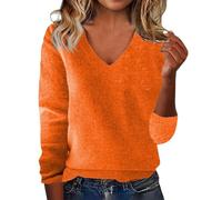 Cashmere Jumpers Ladies Women's Winter Knitted Sweaters Low Neck V Neck Warm Base Jumpers Long Sleeved Solid Color Sweater Christmas Ski Sweaters for Women UK Travel Essentials Pullover for Mom