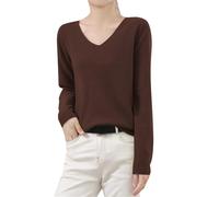 Cashmere Jumpers Ladies Women's Winter Knitted Sweaters Low Neck V Neck Warm Base Jumpers Long Sleeved Solid Color Sweater Christmas Ski Sweaters for Women UK Travel Essentials Pullover for Mom