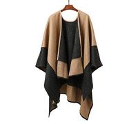 Cashmere Knitted Shawls Wool Poncho Cape Wrap Open Front Printed Blanket Cardigans Oversized Warm for 4 Seasons, Gifts for Women