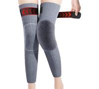 Cashmere Over-The-Knee Warm Socks,Wool knee pads winter warm knee pads,Unisex Extra Thick Long Soft Brace Leg Sleeves (Grey B,X-Large)