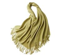 Cashmere Scarf,Winter Thick Wool Scarfs for Women,Womens Cashmere Scarves with Tassel,28 × 79 in Oversized Winter/Fall Warm Scarf Solid Color Soft Pashmina Lady Shawls and Wraps Bandana-Mustard Green