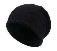 Cashmere Slouchy Knit Beanie Hat for Women Men Winter Soft Warm Ski Wool Knitted Skull Beanies Cap, Black, M/L
