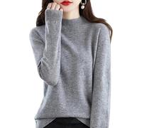 Cashmere Sweaters for Women, 100% Cashmere Lightweight Long Sleeve Crew Neck Pullover Knit Jumpers (Grey,Medium)