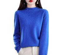 Cashmere Sweaters for Women, 100% Cashmere Lightweight Long Sleeve Crew Neck Pullover Knit Jumpers (Klein Blue,X-Large)