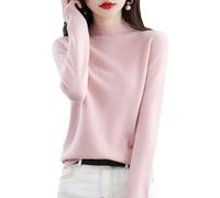Cashmere Sweaters for Women, 100% Cashmere Lightweight Long Sleeve Crew Neck Pullover Knit Jumpers (Pink,Small)