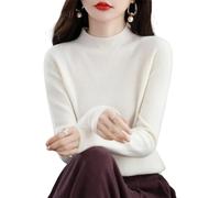 Cashmere Sweaters for Women, 100% Cashmere Lightweight Long Sleeve Crew Neck Pullover Knit Jumpers (White,Large)