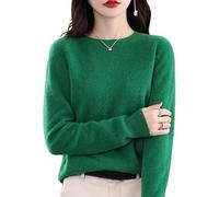 Cashmere Sweaters for Women,100% Pure Cashmere Long Sleeve Round Neck Pullover,Basic Crewneck Sweater, Fall Outfits (Dark Green,XL)