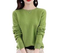Cashmere Sweaters for Women,100% Pure Cashmere Long Sleeve Round Neck Pullover,Basic Crewneck Sweater, Fall Outfits (Diamond Green,XL)