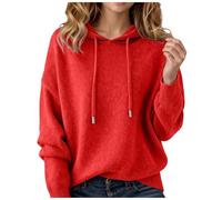 Cashmere Sweaters for Women Long Sleeve Knits Hoodie Cozy Lightweight Pullover Merino Wool Fall 2025 Winter Tops Red