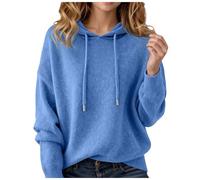 Cashmere Sweaters for Women Long Sleeve Knits Hoodie Cozy Lightweight Pullover Merino Wool Fall 2025 Winter Tops Blue