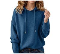 Cashmere Sweaters for Women Long Sleeve Knits Hoodie Cozy Lightweight Pullover Merino Wool Fall 2025 Winter Tops Navy