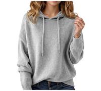 Cashmere Sweaters for Women Long Sleeve Knits Hoodie Cozy Lightweight Pullover Merino Wool Fall 2025 Winter Tops Grey