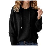 Cashmere Sweaters for Women Long Sleeve Knits Hoodie Cozy Lightweight Pullover Merino Wool Fall 2025 Winter Tops Black