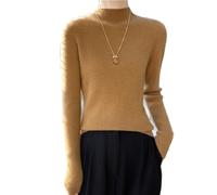 Cashmere Sweaters for Women,Long Sleeve Pullover Knitted Bottoming Sweater,Soft Knitted Pullover Long Sleeves,Fashion Comfort Pullover Sweaters, Long Sleeve Sweater for Autumn Winter (Golden,XL)