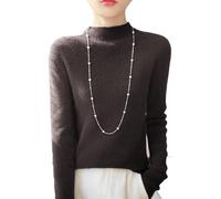 Cashmere Sweaters for Women,Long Sleeve Pullover Knitted Bottoming Sweater,Soft Knitted Pullover Long Sleeves,Fashion Comfort Pullover Sweaters, Long Sleeve Sweater for Autumn Winter (Brown,XXL)