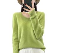Cashmere Sweaters for Women Trendy, Cashmere Sweaters V-Neck Long SleeveSoft Warm Pullover Knit Jumpers Fall Winter (Color : Fruit Green, Size : S)