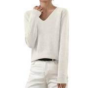 Cashmere Sweaters for Women UK Clearance Ladies Long Sleeve V-neck Jumpers Solid Color Knitted Pullover Sweaters Plus Oversize Knitted Sweaters Fall Winter Soft Warm Loose Jumpers S-3XL Today's Deals