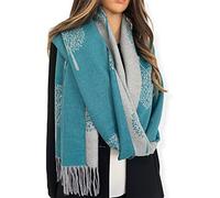 Cashmere Tree Life Blanket Scarf - Reversible Pashmina Shawl, Winter Wraps, Large Warm Scarf, Tree of Life Print Ladies Long Wraps, Women's Gifts (Teal)