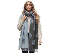 Cashmere Tree Life Blanket Scarf - Reversible, Warm Women's Pashmina Shawl, Winter Wrap, Tree of Life Print, Large Ladies Scarves, Womens Gift (Baby Blue)