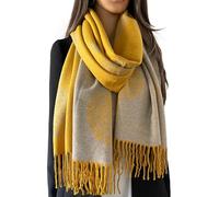 Cashmere Tree of Life Blanket Scarf - Gift Boxed Women's Pashmina Shawl, Large Long Warm Winter Scarves, Ladies Yellow Oatmeal Print