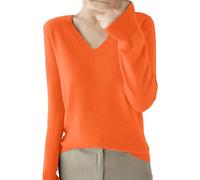 Cashmere V Neck Jumpers for Women UK, Long Sleeve Solid Color Sweater Christmas Ski Sweaters Women's Winter Knitted Sweaters Cashmere Jumpers Travel Essentials Pullover for Mom