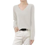 Cashmere V Neck Jumpers for Women UK, Long Sleeve Solid Color Sweater Christmas Ski Sweaters Women's Winter Knitted Sweaters Cashmere Jumpers Travel Essentials Pullover for Mom