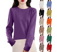 Cashmere Women's Jumpers, 100% Merino Wool Knitted Jumper, Plain, Elegant, Round Neck, Long Sleeve, Thin, Stand-Up Collar, Soft Knit Sweater, Warm Autumn Winter Outfit, Women's Jumper