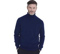 Cashmeren Men's Basic Turtleneck Pullover 100% Pure Cashmere Long Sleeve Roll Neck Sweater (Navy, Small)