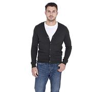 Cashmeren Men's Button Down Cardigan 100% Pure Cashmere Classic Knit V-Neck Sweater, Charcoal, Medium