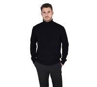 Cashmeren Men's Essential Knit Turtleneck Sweater 100% Merino Wool Long Sleeve Roll Neck Pullover, Black, Medium