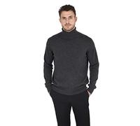 Cashmeren Men's Essential Knit Turtleneck Sweater 100% Merino Wool Long Sleeve Roll Neck Pullover, Charcoal, XL