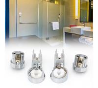 CashMuch 1 Set Bath Hinge Brackets Shower Screen Hinges ABS Chrome Plating Shower Holder Shower Head Holders for 6mm Glass Wall Mounted