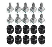 CashMuch 10Pcs EC11 Rotary Encoder Switch 360 Degree 5 Pin Digital Potentiometer Push Button Type for Arduino for Raspberry Pi and Robotics Kits(plum handle 20mm)