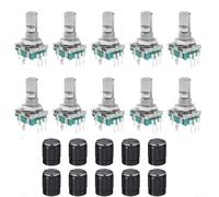 CashMuch 10Pcs EC11 Rotary Encoder Switch 360 Degree 5 Pin Digital Potentiometer Push Button Type for Arduino for Raspberry Pi and Robotics Kits(Half shaft 15mm)