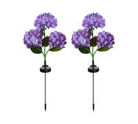CashMuch 2-Pack Outdoor Solar Flower Lights, Vibrant Hydrangea Lamp Set with Stainless Steel Pole, Night Lighting Decor for Balcony Park Lawn, 72cm Height Blue Purple(Purple)