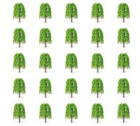 CashMuch 25Pcs 3D Simulation Willow Model Trees 5.5Cm For Train Railway Layout And Sand Table Scenery, Miniature Garden Decor Props For Diy Landscape Architecture Student Teaching