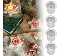 CashMuch 30/50Pc Aluminum Metal Candle Holders Pillar Plate Small Candle Insert Metal Decorative Tea Light Holder Candle Accessories