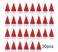 CashMuch 30 Pcs Christmas Decoration Hats 6 * 12cm Red and White Non-Woven Tableware Ornaments for Holiday Party Home Festive Decor