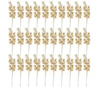CashMuch 30pcs Glitter Berry Stems For Seasonal Decor, For Holiday Crafts, Christmas Tree Decorations Wreath Making Floral Arrangements Party Decoration(Gold)