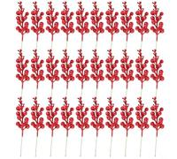 CashMuch 30pcs Glitter Berry Stems For Seasonal Decor, For Holiday Crafts, Christmas Tree Decorations Wreath Making Floral Arrangements Party Decoration(red)