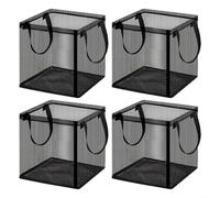 CashMuch 4-Pack Breathable Mesh Planting Baskets with Handles for Water Lilies Lotus Pond Marsh Garden Vegetable Flower Storage Black(Square)